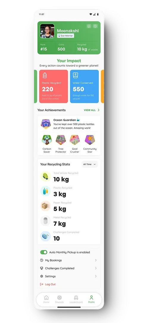 image of profile page screen in iyarkai app