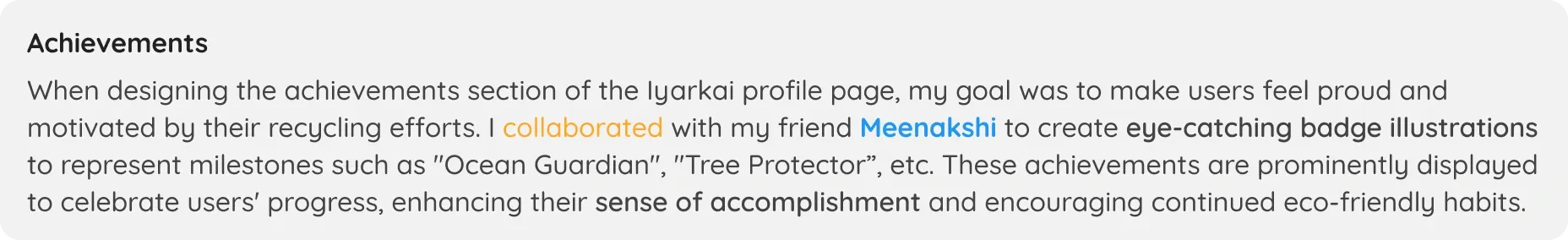 image describing the achievement badges colloboration with Meenakshi