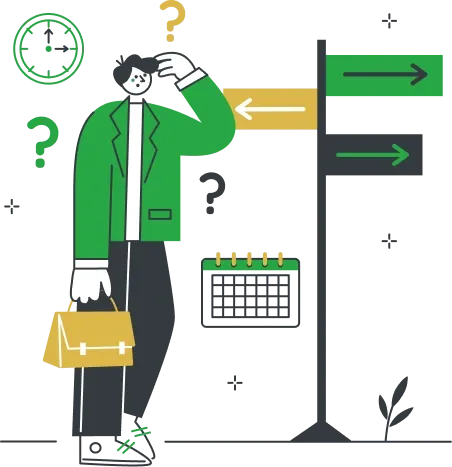 Illustration of a Confused man with confusing option