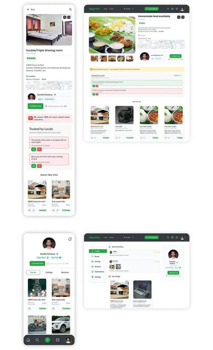 Nagarhub's Ad details & Profile page showcase