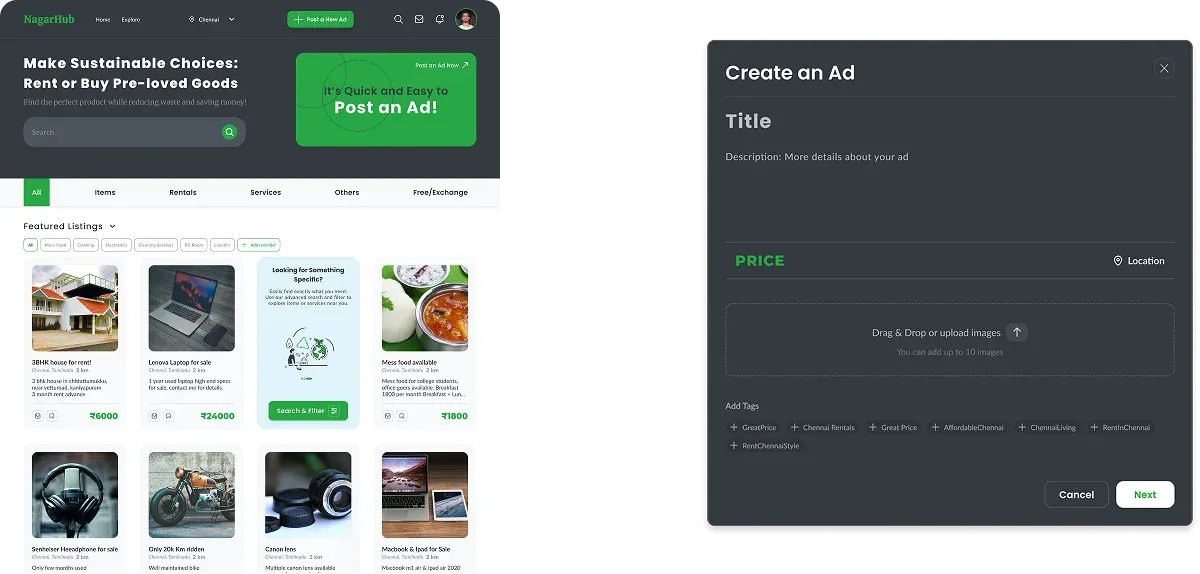Nagarhub's Ai Generated tags screen improvements showcase