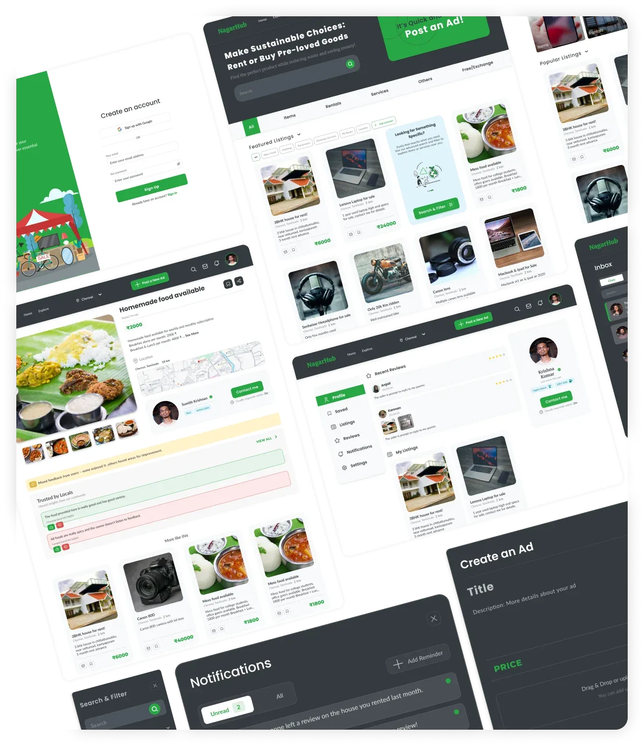 Nagarhub's Website designs in collage